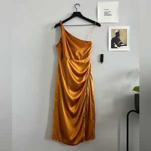Anthropologie One-Shoulder Silk Dress